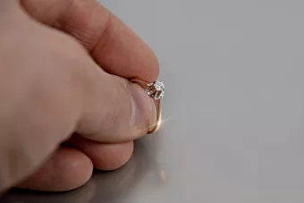 Oro rosa antiguo original de 14k Circón Anillo Vintage vrc353r